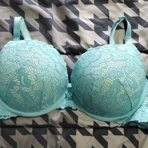 Teal Lace Torrid Push-Up Pluge Bra, Size 40DD